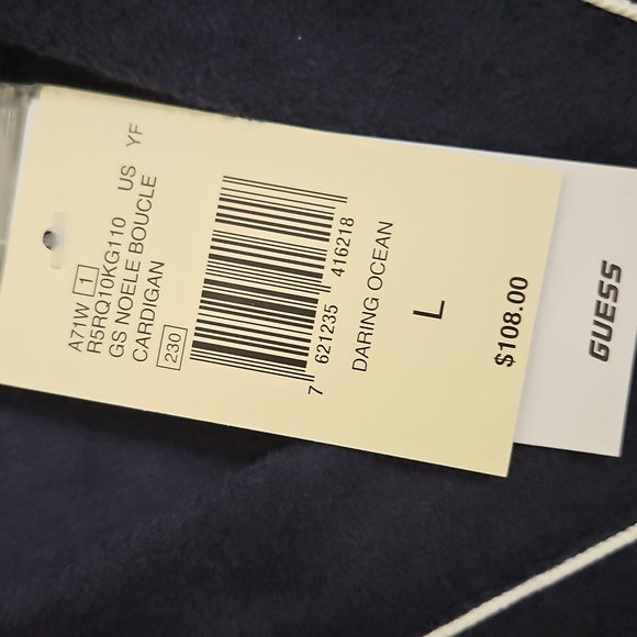 GUESS Women's Noele Boucle Cardigan in Daring Ocean Blue - Picture 6 of 6